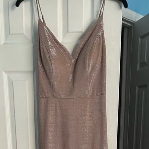 Floor length prom dress, pink, sparkles, body fit. Size 7/8.